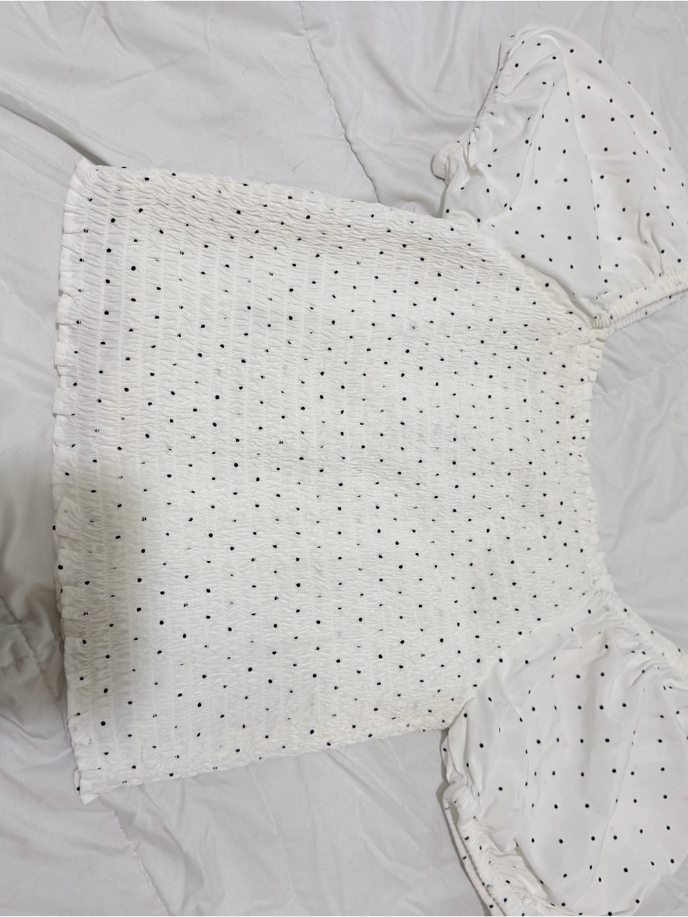 GAP White Smocked Top with Black Polka Dots new NWNT
